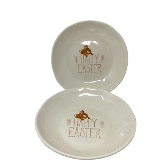 Target Threshold™ 38oz Stoneware Serving Bowl 2 Pack Spring Bunny Happy Easter - Picture 1 of 8